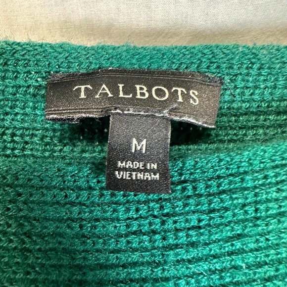 Talbots Boatneck Sweatshirt Long Sleeve Knit Women’s M Green‎ Lambswool Blend - Picture 4 of 7